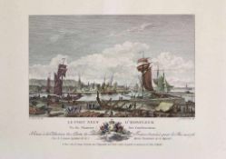 3 Stiche: 2x Yves Marie LE GOUAZ (1742-1816), "Le port neuf d'honfleur" u. "Le port vieux d'