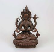 Avalokiteçvara/Chenrezig, Kupfer, Tibet, 19./ 20. Jh. H. 21 cm. Mit gestempelter Bodenplatte.