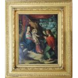 Niederrhein/Antwerpen, Madonna mit Kind und dem heiligen Johannes dem Evangelisten, Öl auf Kupfer,