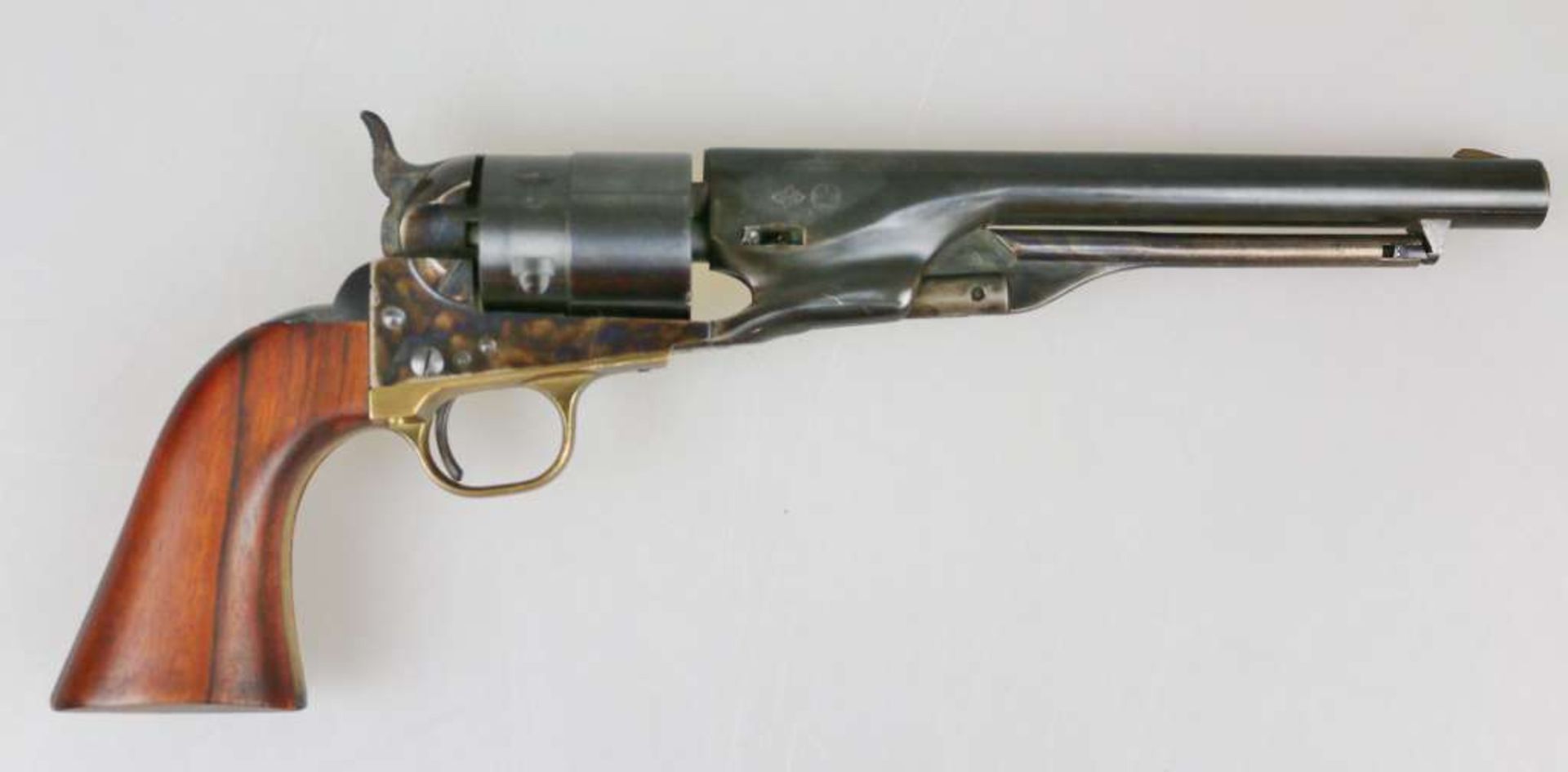 Neumann COLT M 1860 Army Revolver im Kal. 9 mm Knall, PTB 246. Edler Holzschaft, Abzugsbügel und - Bild 2 aus 4
