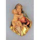 Madonna mit Jesuskind, Brustbildnis, halbplastisch ausgefertigt, Holz, Österreich, 2. Hälfte 20.