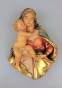 Madonna mit Jesuskind, Brustbildnis, halbplastisch ausgefertigt, Holz, Österreich, 2. Hälfte 20.
