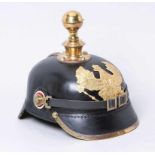 Pickelhaube, Artellerie, Preußen, Sammleranfertigung, Helmkorpus aus Leder, Metallbeschläge,