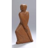 Holz-Figur, "Schwertkämpfer", monogrammierender Bildhauer 1. Hälfte 20. Jh., stehende, stark