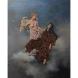 Anonymer Maler, 19./20. Jh. "Maria mit Engel in den Wolken", Öl/Lw., 55 x 45 cm
