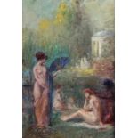 Lefebvre, Maurice Jean, belgischer Maler 1873 - 1954. "Gruppe von jungen Damen beim Baden am See",