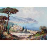 Fatin, R., Maler Mitte 20. Jh. "Südländische Landschaft mit Blick auf das Meer", sign., Öl/Lw., 50 x