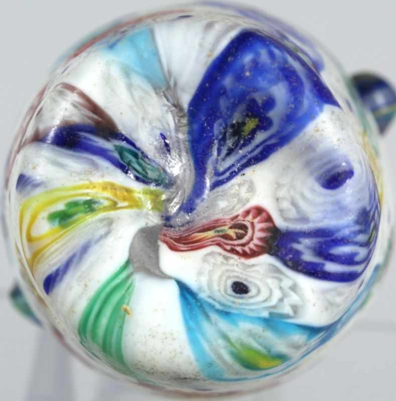 Glas-Doppelhenkelziervase, "Murrine", Murano, Fratelli Toso, um 1910, 2 applizierte, leicht - Image 4 of 4