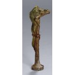 Bronze-Petschaft, "Frosch", Fremiet, Emmanuel, Paris, um 1900, auf vegetabilem, schlankem Schaft