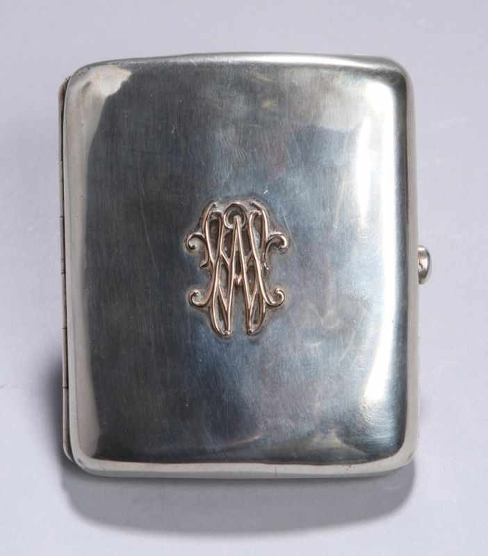 Zigarettenetui, London, 1901, Sterling Silber, rechteckig, scharnierter Deckel, Wandung mit