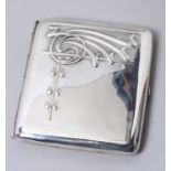 Jugendstil Zigaretten-Etui, dt., Silber 800, rechteckig, Schauseite mit stiltypischem Dekor,