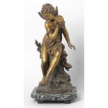 Bronze-Plastik, "Elfe", Moreau, Mathurin, Dijon 1822 - 1912 Paris, auf planzenbewachsenem Rundsockel