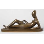 Bronze-Plastik, "Liegender, weiblicher Akt", Kruse, Wilhelm, Schwaan 1887 - 1960 Berlin-