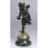 Bronze-Plastik, "Amor", unleserlich signierender, franz. Bildhauer um 1900, (Anfrie, Charles ?),