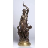 Bronze-Plastik, "Dame mit Amor", Trodoux, Henri Emile Adrien, Bildhauer des 19. Jh., vollplastische,