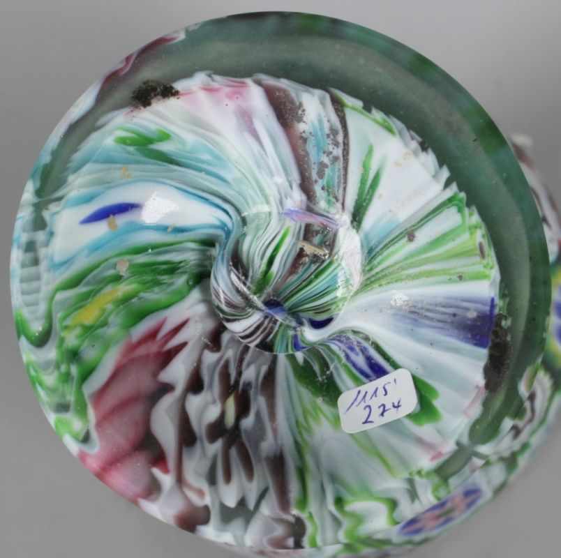 Glas-Doppelhenkelziervase, "Murrine", Murano, Fratelli Toso, um 1910, 2 applizierte, am unteren - Image 4 of 4