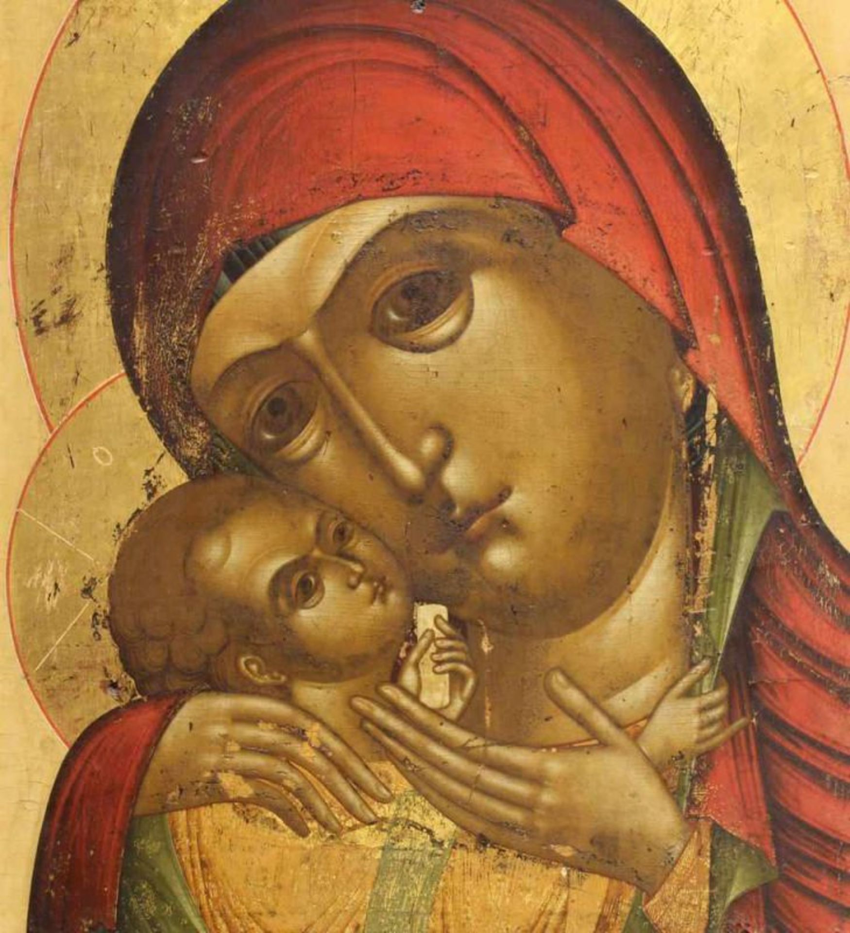 Ikone, Tempera auf Holz, "Gottesmutter von Korsun", Nimben Blattgold, Russland, Anfang 19. Jh., 53 x - Bild 2 aus 3