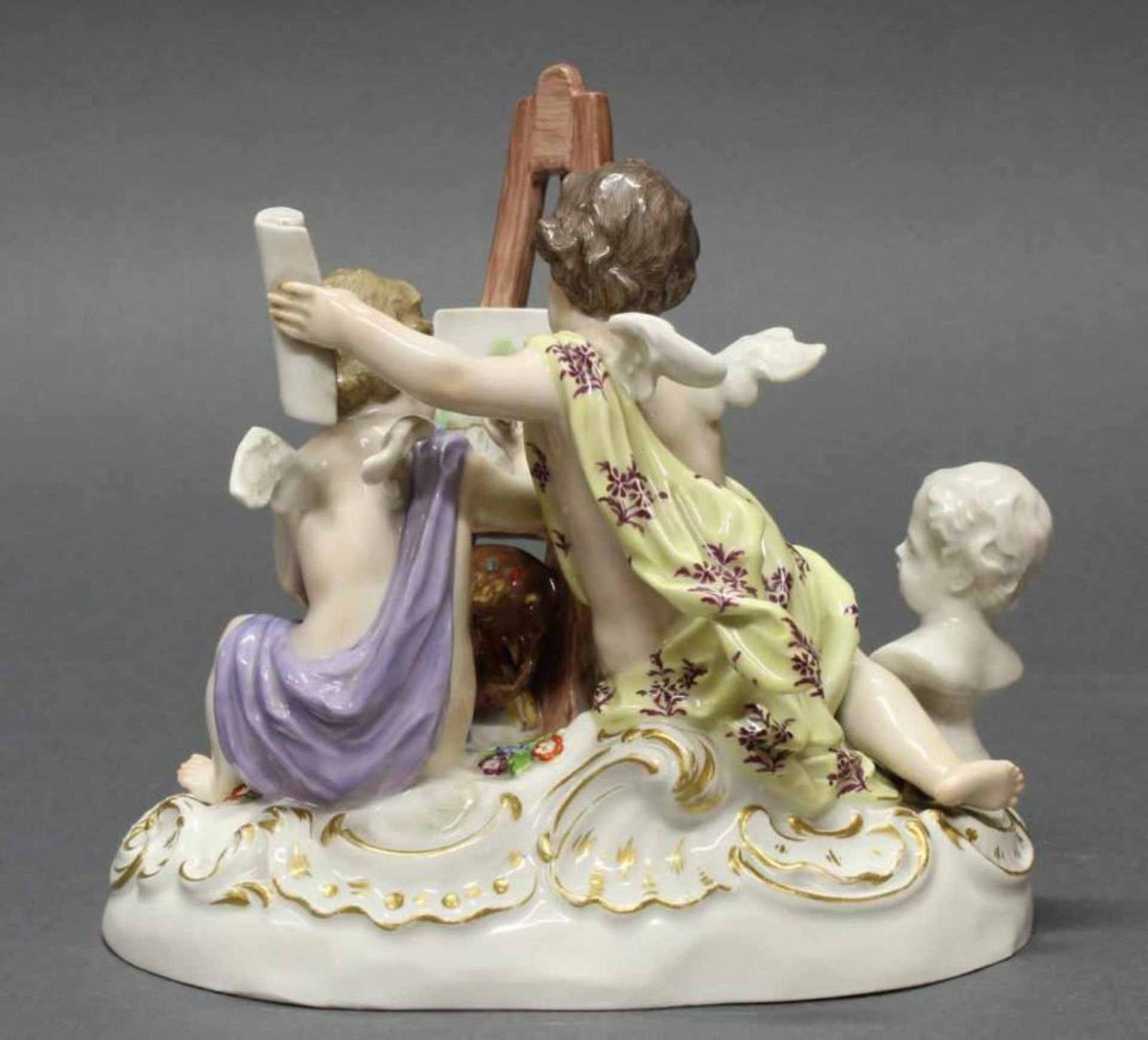 Porzellangruppe, "Die Bildhauerkunst und die Malerei", Meissen, Schwertermarke, 1850-1924, 1. - Image 2 of 3