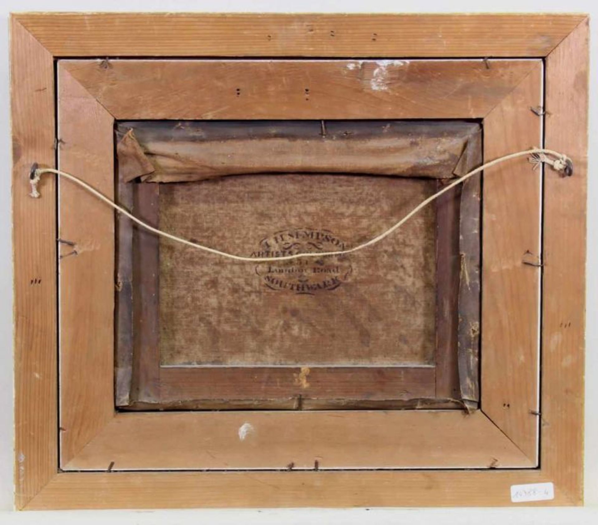 Englischer Maler (19. Jh.), "Bei der Getreideernte", Öl auf Leinwand, 20 x 25.5 cm, Rahmen - Bild 3 aus 3