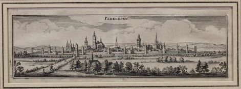 Kupferstich, "Paderborn", Matthäus Merian, um 1640, 10.5 x 33 cm, o.R. 20.00 % buyer's premium on