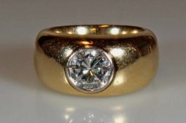 Ring, WG/Roségold 750, 1 Brillant ca. 2.25 ct., etwa fw/p1, Goldgewicht ca. 24.75 g, RM 19.5 20.00 %