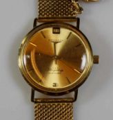 Herrenarmbanduhr, 1970er Jahre, Longines, 'Flagship', Automatic, GG 750, goldfarbenes Zifferblatt,