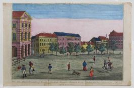 Guckkastenblatt, "Berlin, Alexander Platz", Augsburg bei Josef Carmine, um 1780, 27 x 39.5 cm,