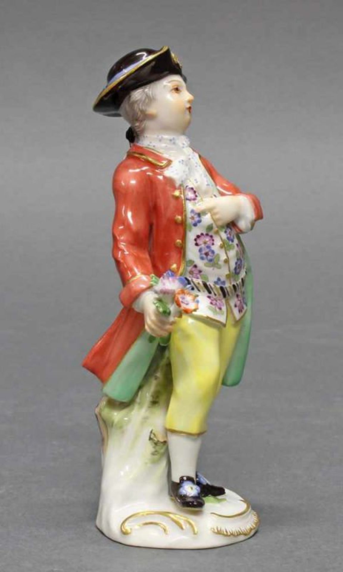 Porzellanfigur, "Kavalier mit Blumenstrauß", Meissen, Schwertermarke, 1. Wahl, Modellnummer 60372, - Image 2 of 4