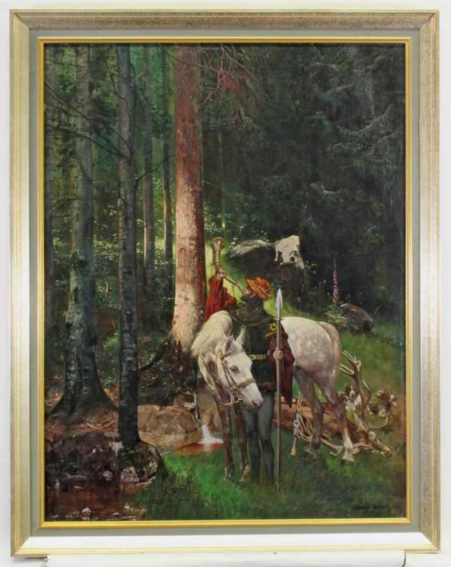 Fromme, Ludwig (19./20. Jh.), "Mittelalterlicher Edelmann nach der Jagd", Öl auf Leinwand, - Image 2 of 4