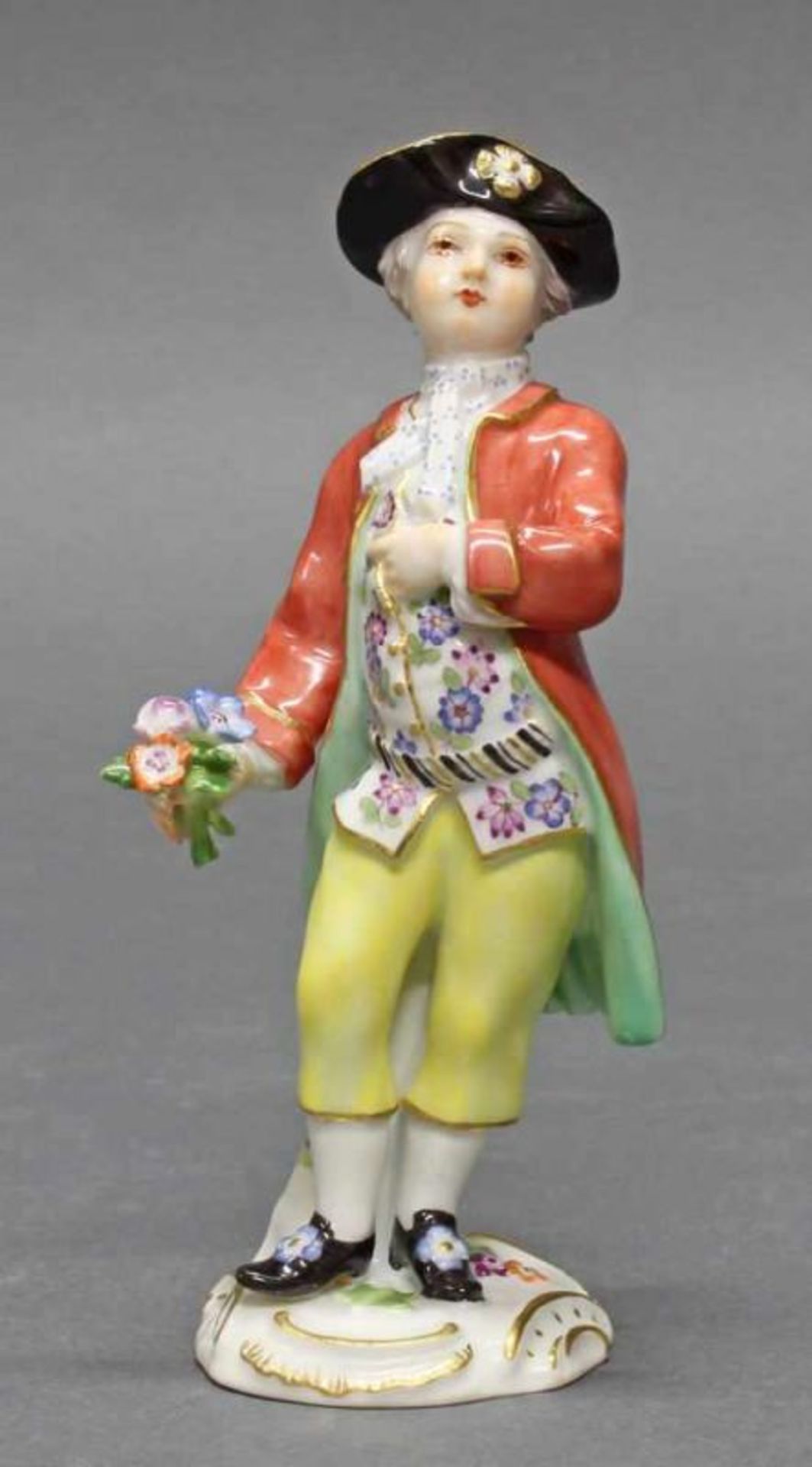 Porzellanfigur, "Kavalier mit Blumenstrauß", Meissen, Schwertermarke, 1. Wahl, Modellnummer 60372,