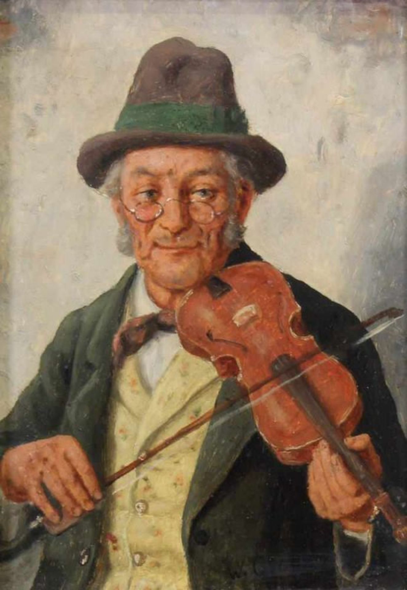 Giessel, Wilhelm Friedrich (1869 Wien - 1938, Genremaler), 2 Gemälde, "Eine Erfrischung", "Mann