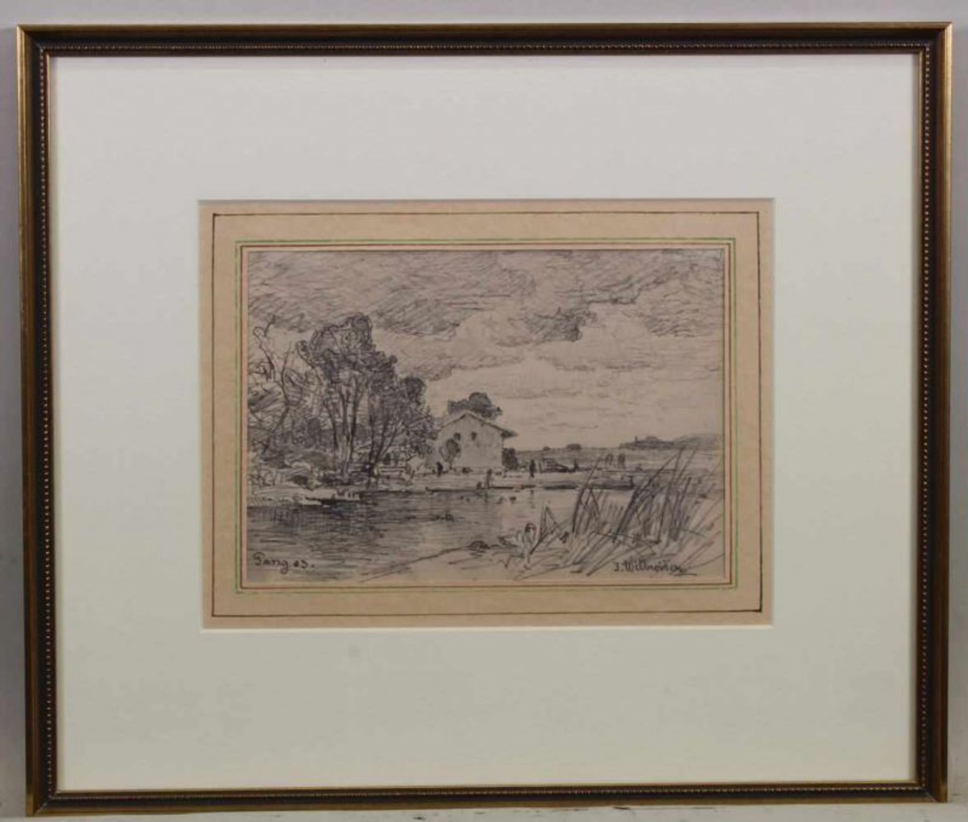 Willroider, Josef (1838 Villach - 1915 München), 2 Bleistiftzeichnungen, "Haus am See", "Zwei - Bild 2 aus 5