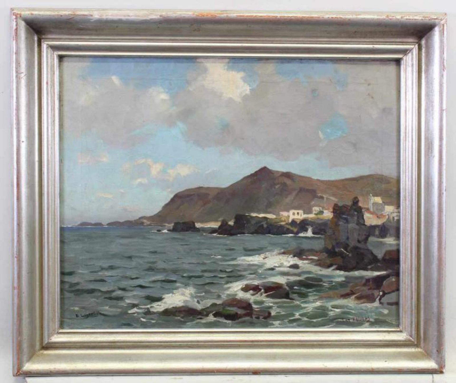 Ligtelyn, Evert Jan (1893 Amsterdam - 1975 Laren, Landschaftsmaler), "Küstenort bei Las Palmas", - Image 2 of 4