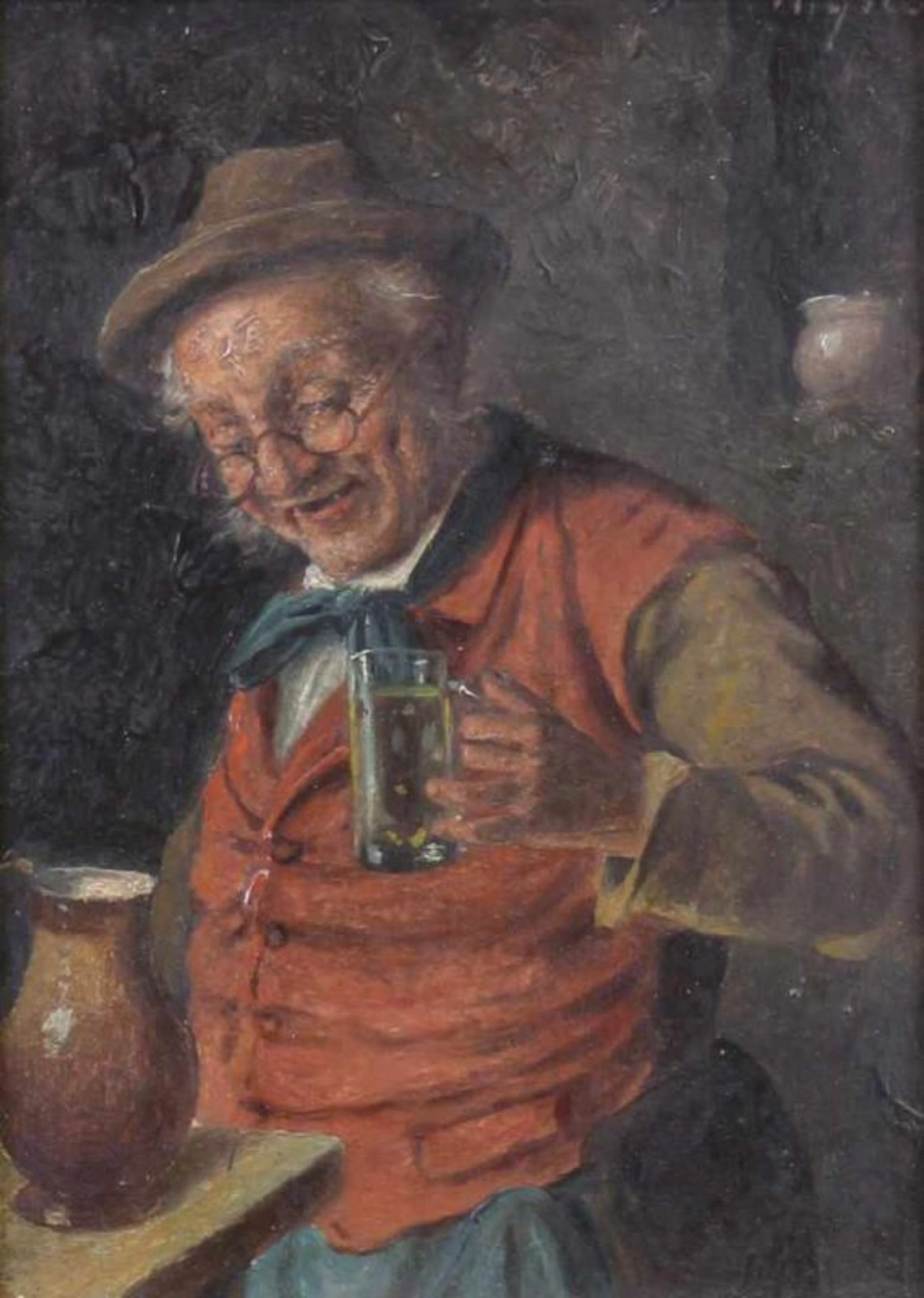 Giessel, Wilhelm Friedrich (1869 Wien - 1938, Genremaler), 2 Gemälde, "Eine Erfrischung", "Mann - Image 6 of 8