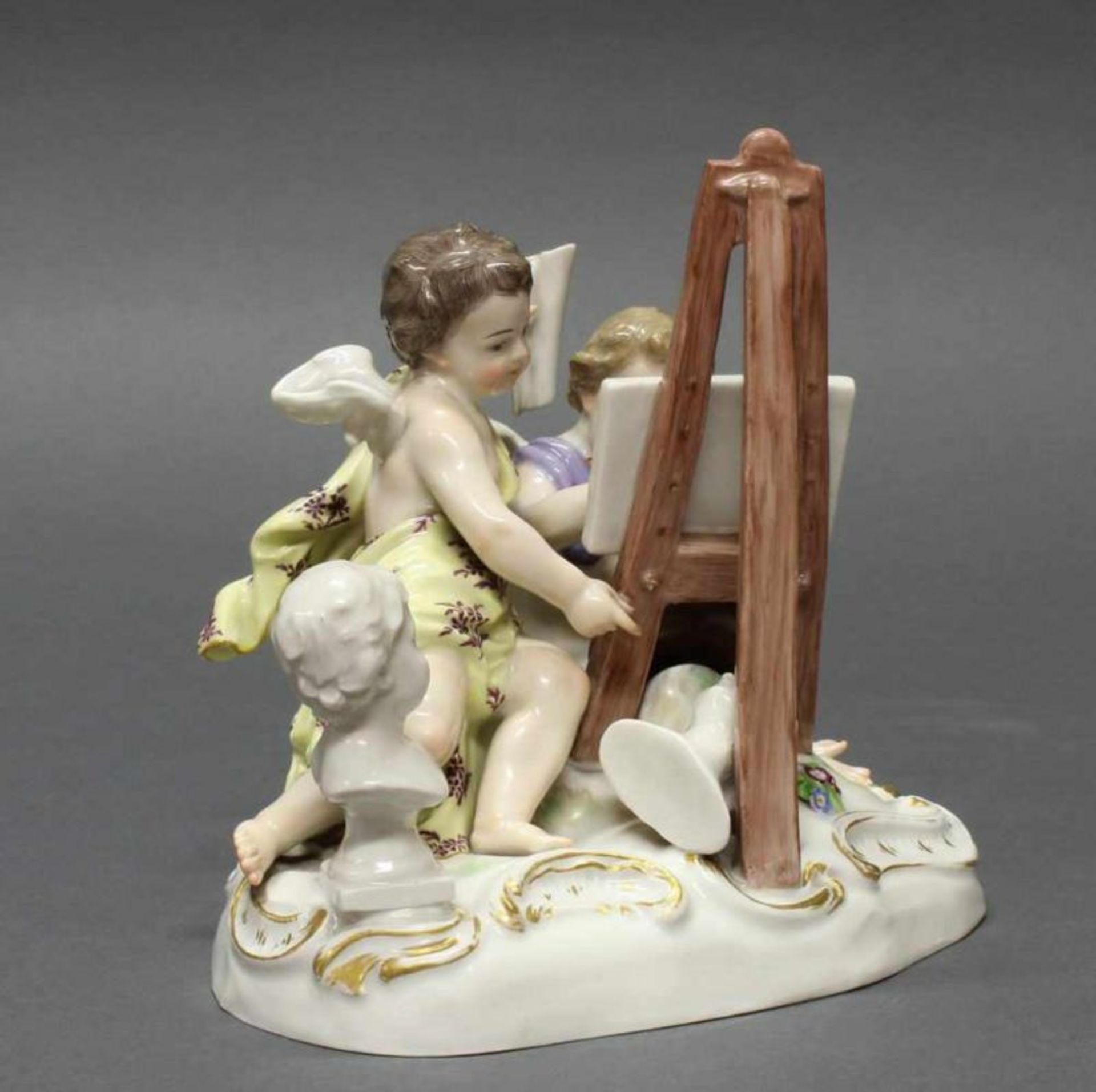 Porzellangruppe, "Die Bildhauerkunst und die Malerei", Meissen, Schwertermarke, 1850-1924, 1. - Image 3 of 3