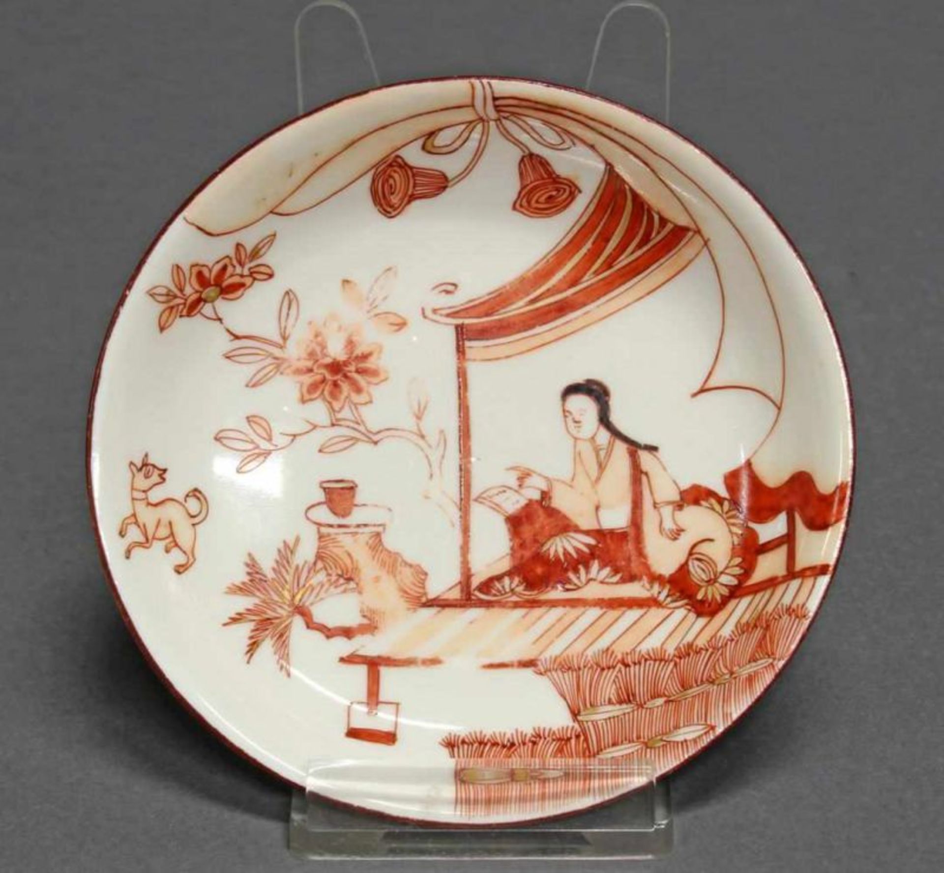 Unterschale, "Chinoiserie", Porzellan, Meissen, um 1715-1720, eisenroter Camaieudekor mit