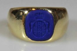 Siegelring, Atelier Richarz, Bonn, GG 750, Lapislazuli, graviertes Wappen, 10 g, RM 16 20.00 %