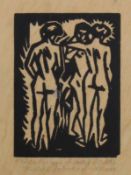Macke, August (1887 Meschede - 1914 Perthes-les-Hurlus), Linolschnitt, "Drei weibliche Akte",