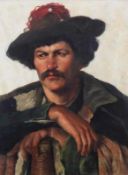 Unbekannter Maler (19./20. Jh.), "Italienischer Hirte", Öl auf Leinwand, auf Hartfaser, 57 x 42 cm