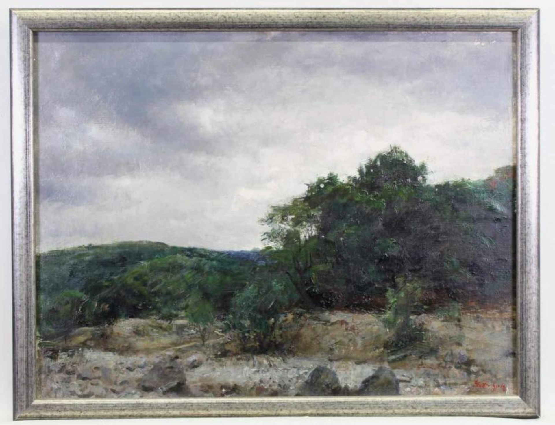 Glatter, Gyula (1886 - 1927 Budapest, ungarischer Landschaftsmaler), "Gewittrige Landschaft", Öl auf - Image 2 of 4