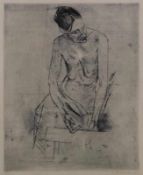 Nauen, Heinrich (1880 Krefeld - 1940 Kalkar, rheinischer Expressionist), Radierung, "Frauenakt/