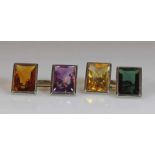 Paar Manschettenknöpfe, WG 750, Amethyst, Citrin, Turmalin, 11 g 21.01 % buyer's premium on the