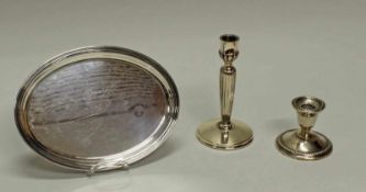 Tablett, Silber 800, Italien, oval, Profilrand, 24 x 17.5 cm, ca. 200 g, zwei Dellen; 2