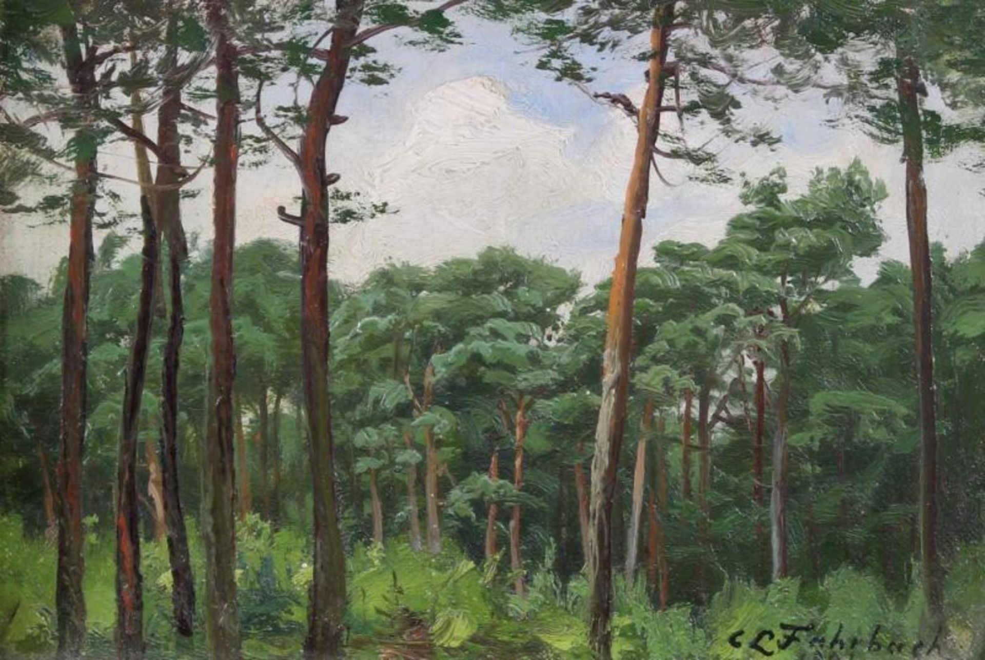 Fahrbach, Carl Ludwig (1835 Heidelberg - 1902 Düsseldorf), "Kleine Waldstudie", Öl auf Leinwand, auf