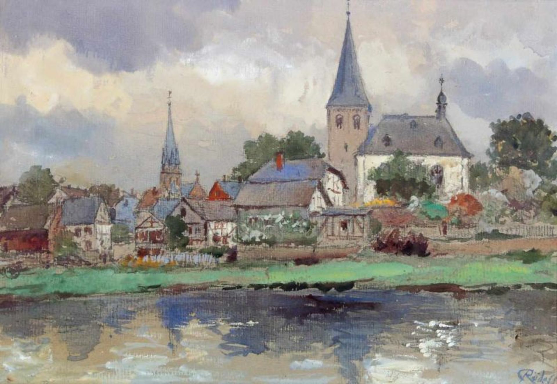 Rüdell, Carl (1855 Trier - 1939 Köln, beliebter Aquarellmaler und Architekt in Köln), "Blick auf