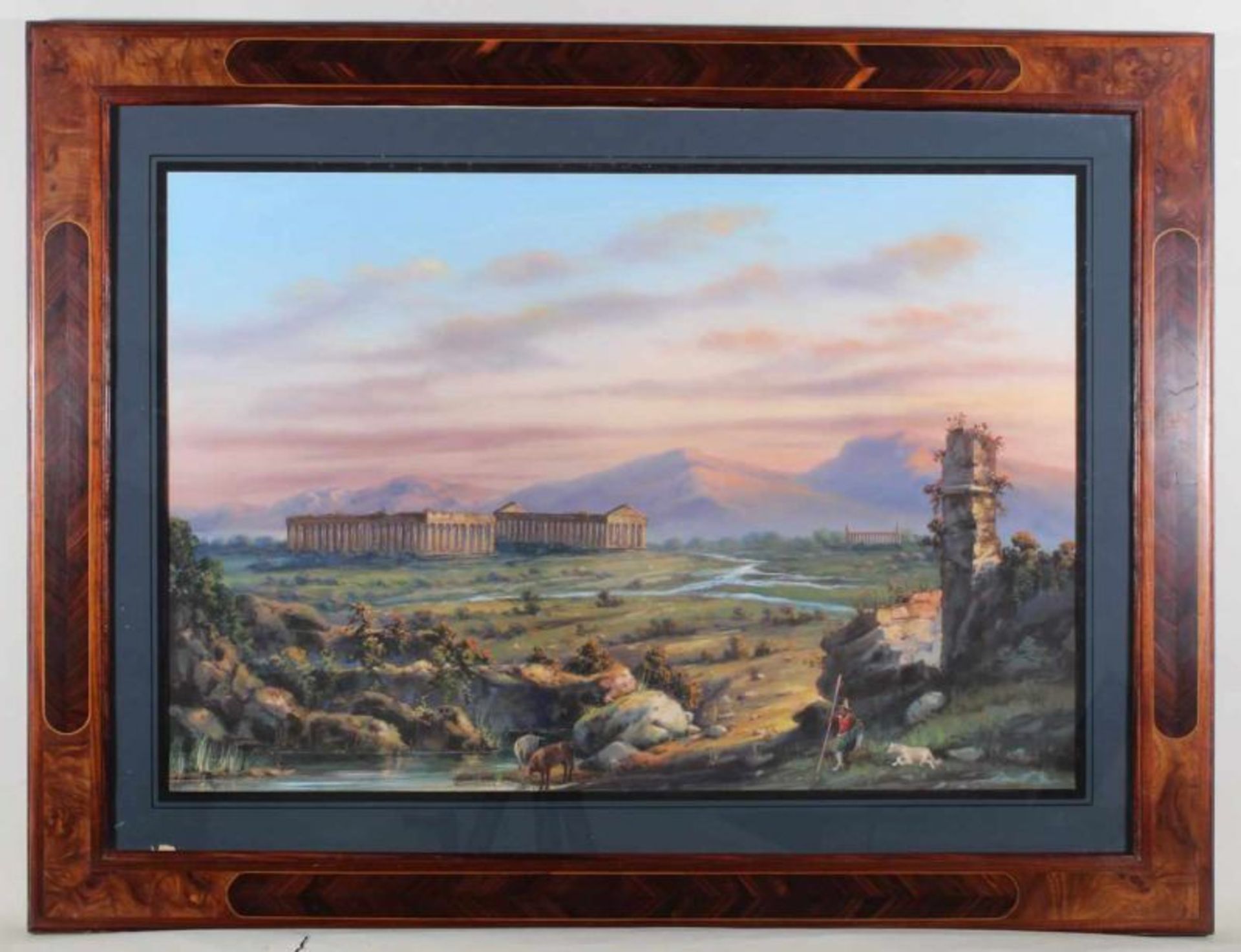 Gouache, "Ansicht von Paestum", 19. Jh., 43 x 63.5 cm, minimal fleckig und leichte Kratzer, unter - Bild 2 aus 2
