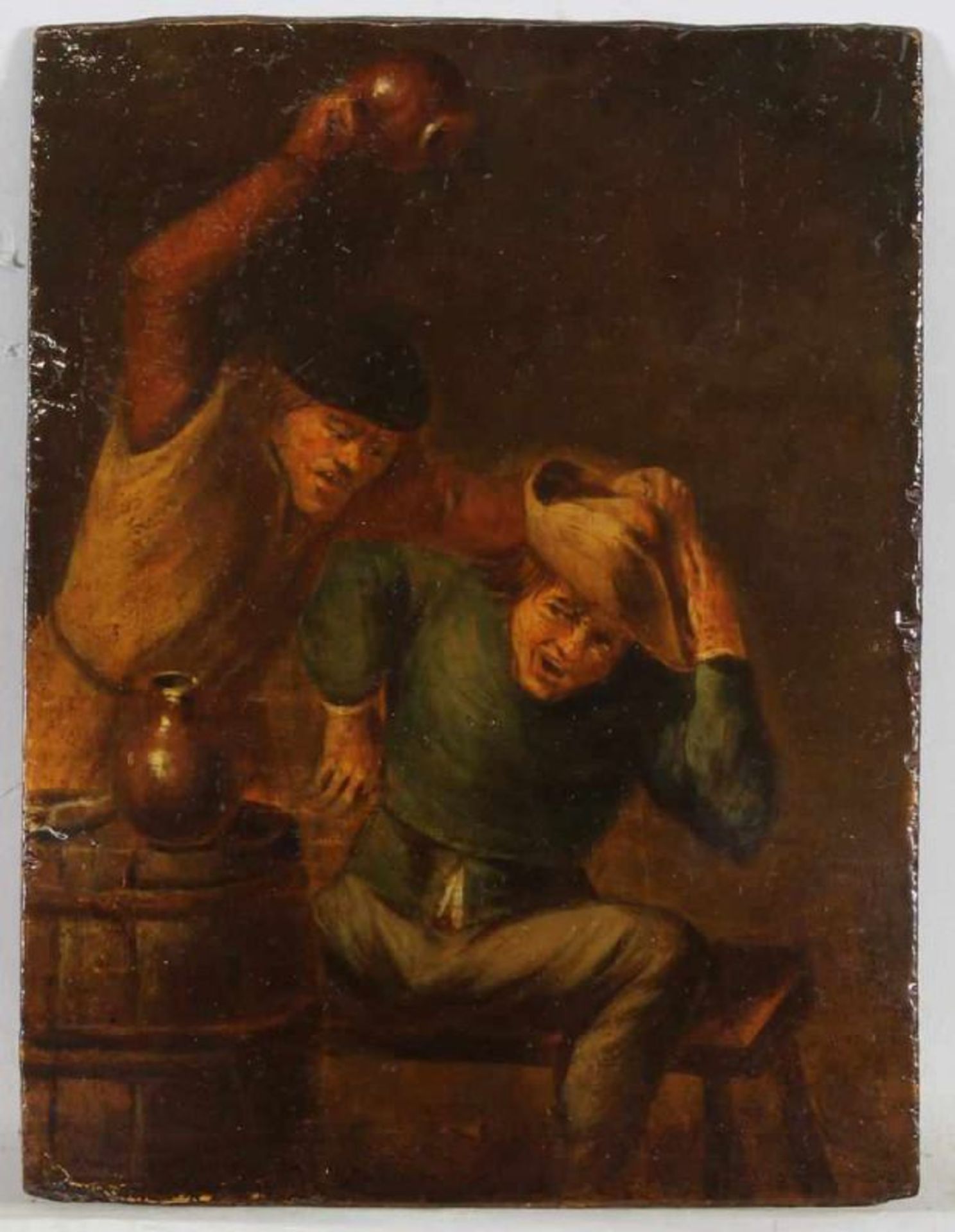 Ostade, Adriaen von (Haarlem 1610 - 1684), Nachfolge, "Zwei streitende Bauern", Öl auf Holz, 17./18. - Image 2 of 3