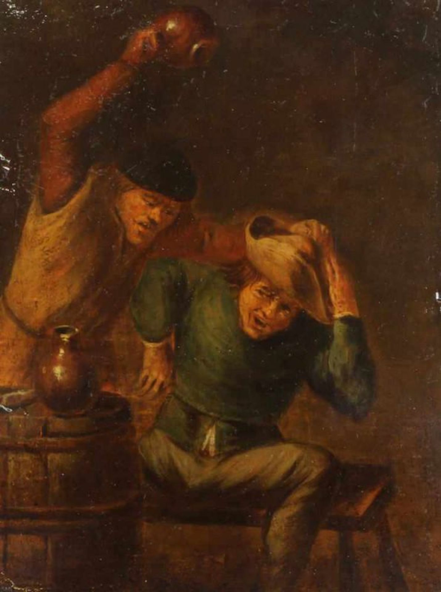 Ostade, Adriaen von (Haarlem 1610 - 1684), Nachfolge, "Zwei streitende Bauern", Öl auf Holz, 17./18.