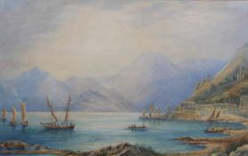 Morgenstern, Carl Ernst (1811 - 1893), in der Art, Aquarell, "Oberitalienischer See", verso alt