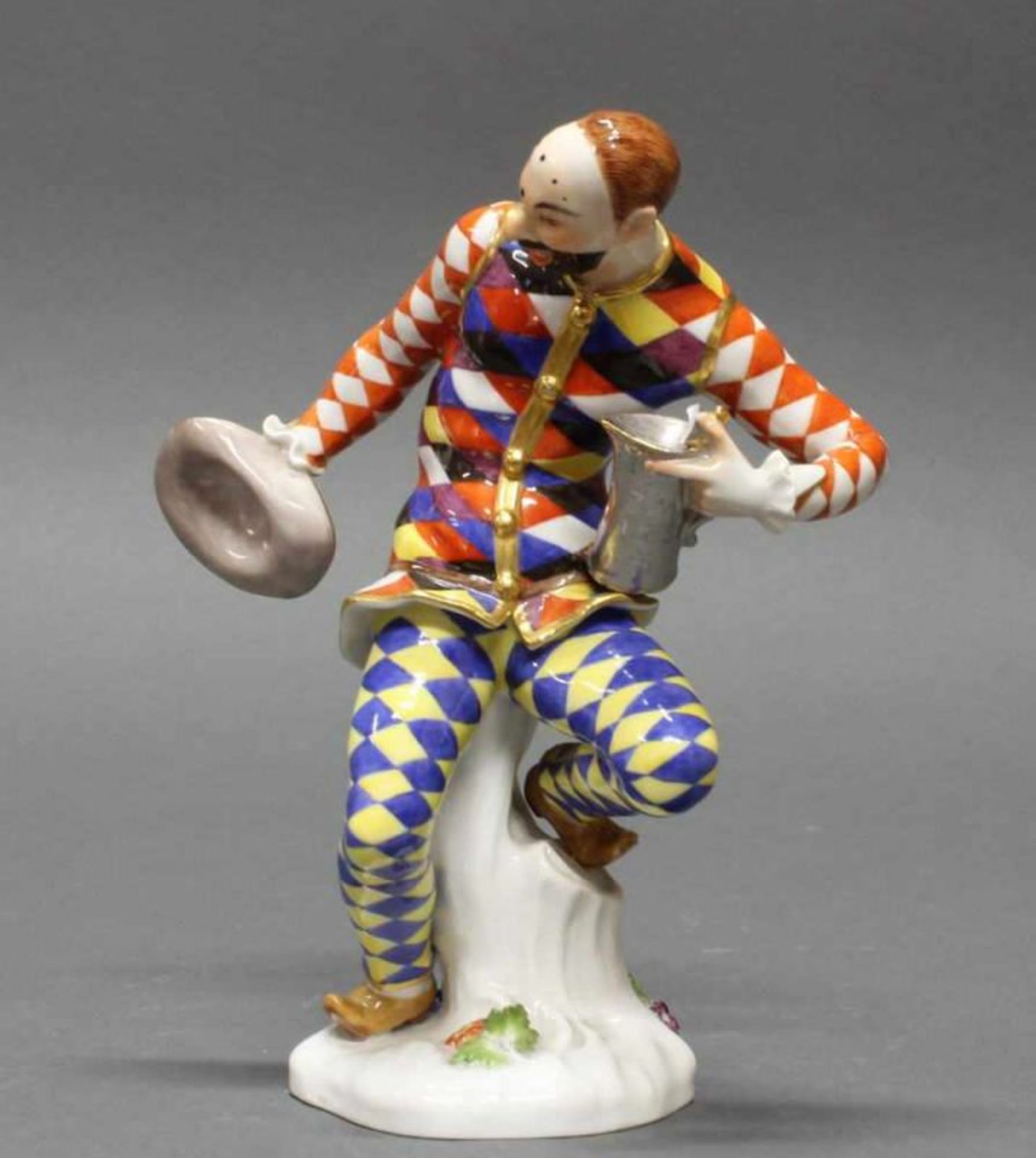 Porzellanfigur, "Harlekin mit Deckelkanne", Meissen, Schwertermarke, 1. Wahl, Modellnummer 3060, - Image 2 of 3